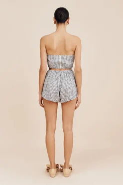 AURELIA SHORT - BLUE GINGHAM | POSSE Cheap