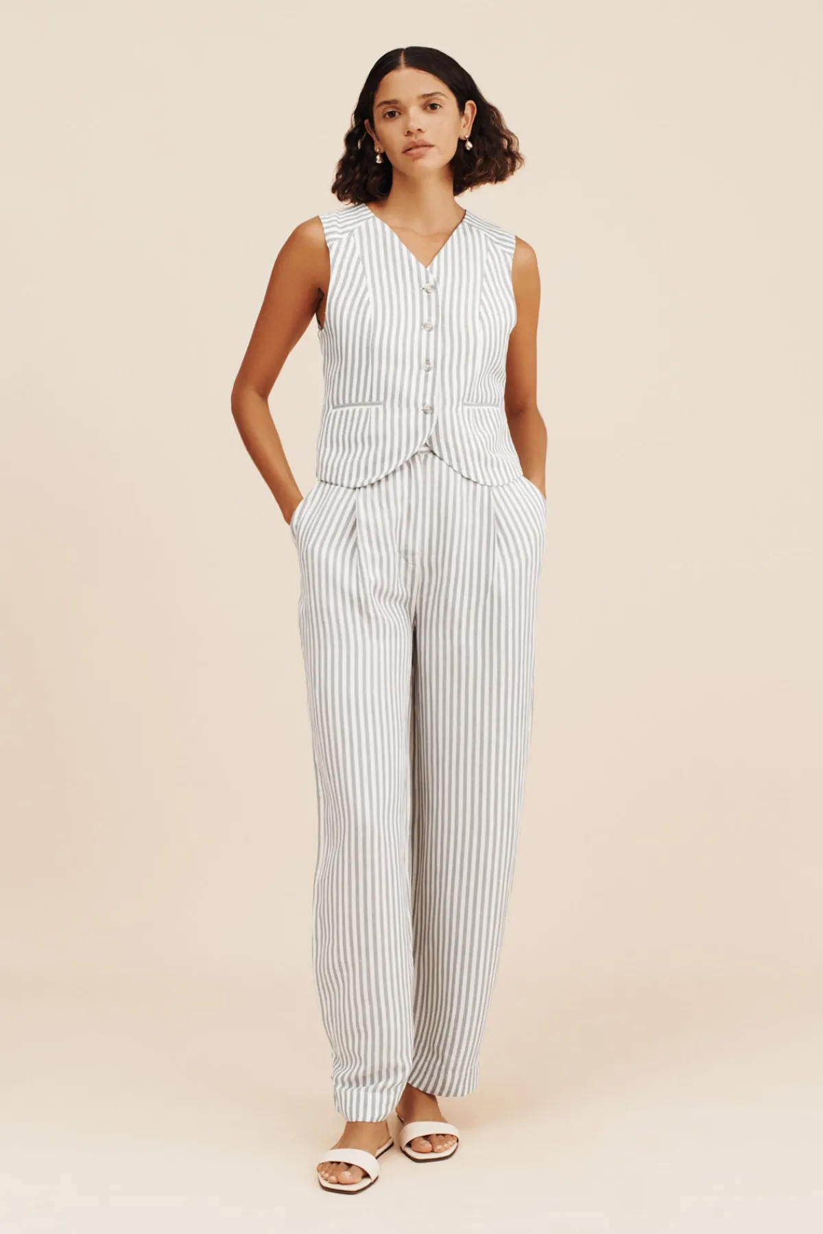 DIANA VEST - SEAGRASS STRIPE | POSSE Cheap