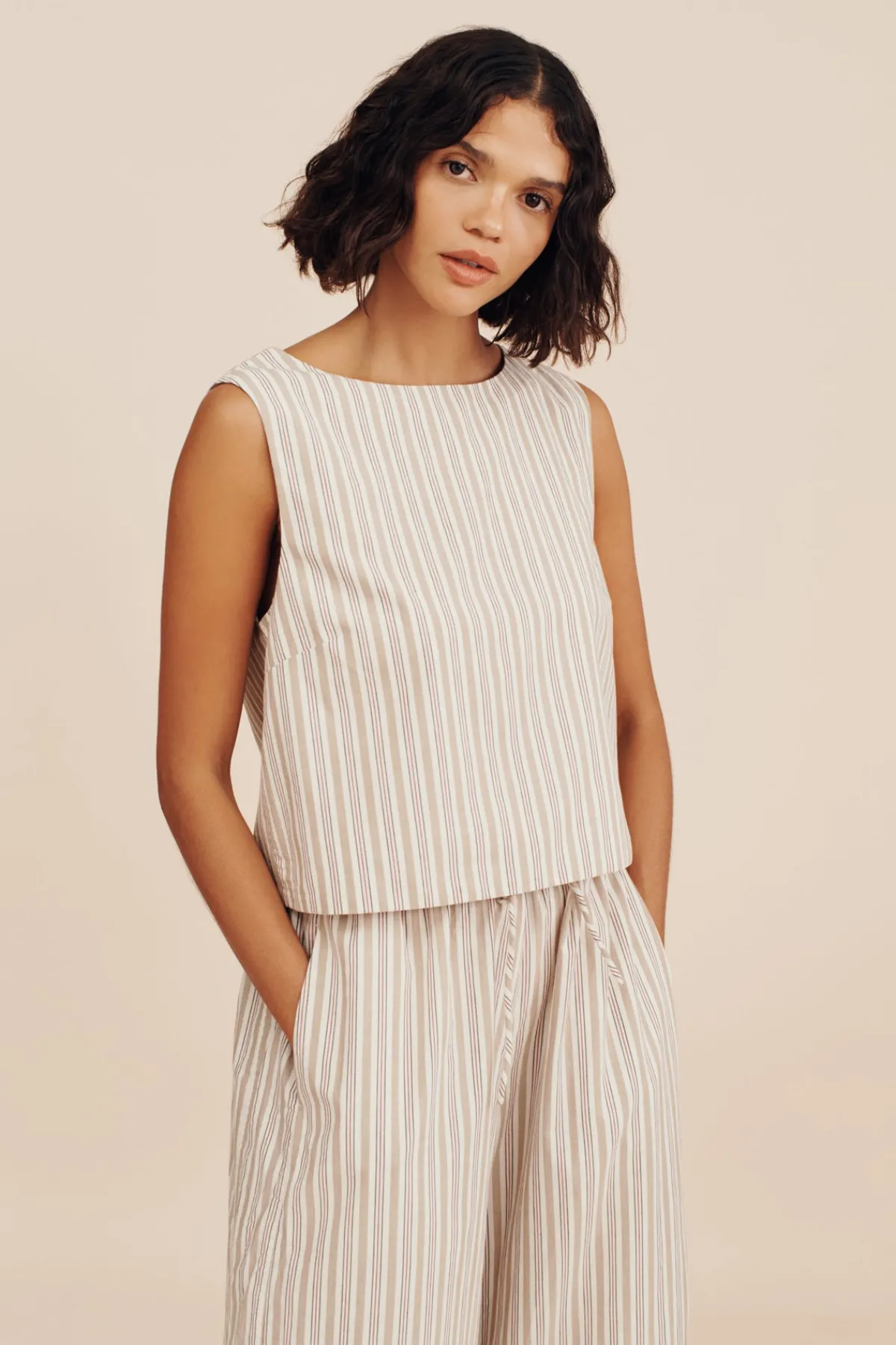 MABEL TOP - BEIGE STRIPE | POSSE Cheap