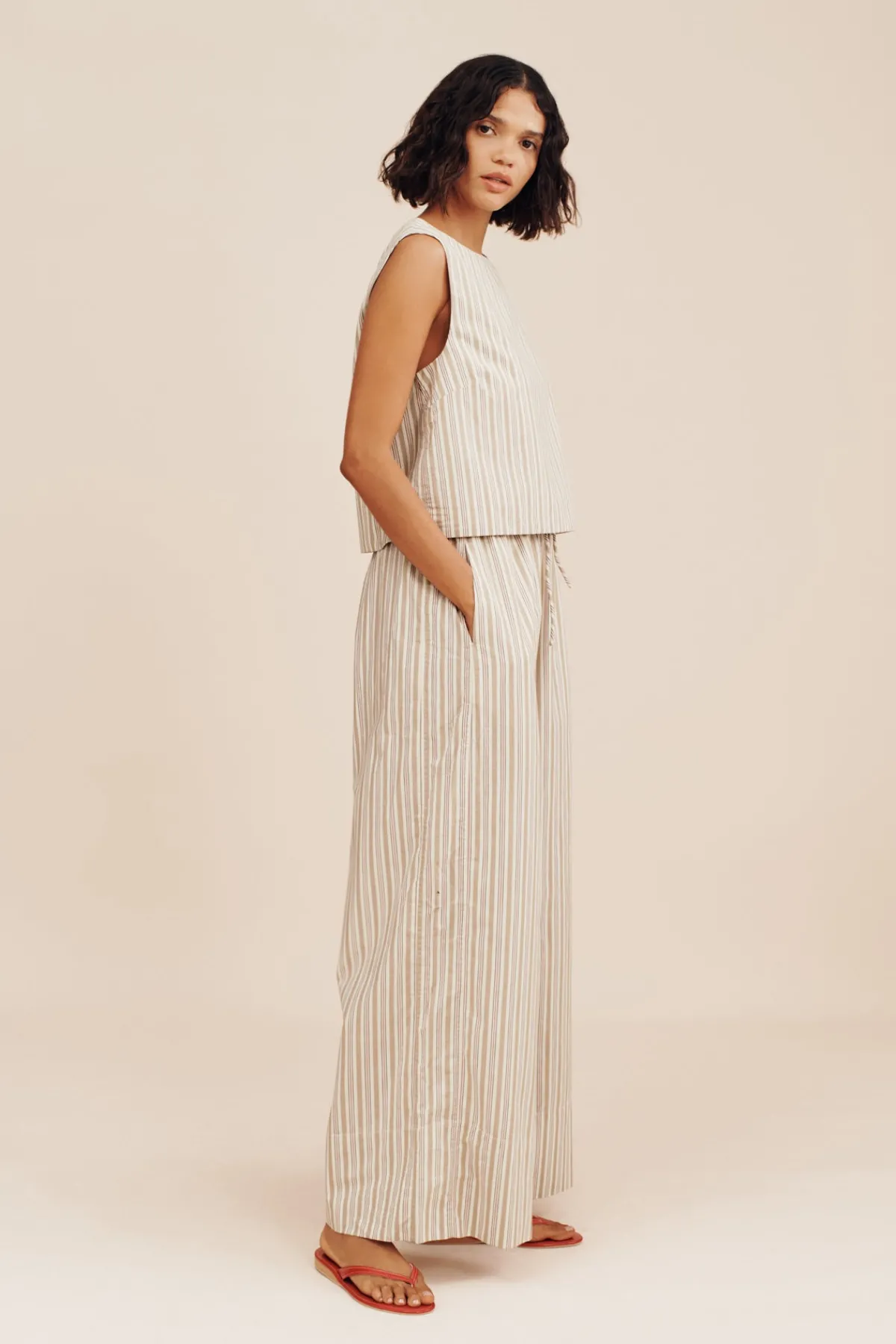 MABEL TOP - BEIGE STRIPE | POSSE Cheap