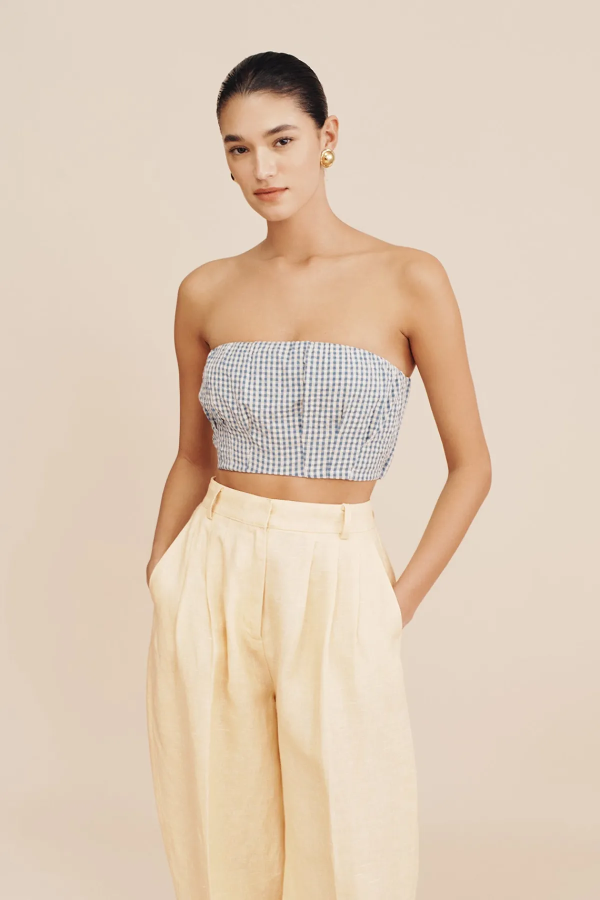 MIRA BANDEAU - BLUE GINGHAM | POSSE Hot