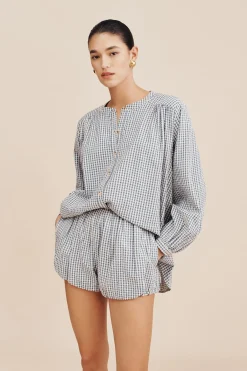 MIRA SHIRT - BLUE GINGHAM | POSSE Best Sale