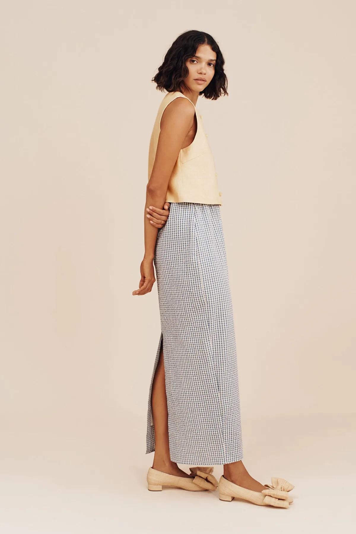 MIRA SKIRT - BLUE GINGHAM | POSSE Store