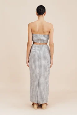 MIRA SKIRT - BLUE GINGHAM | POSSE Store