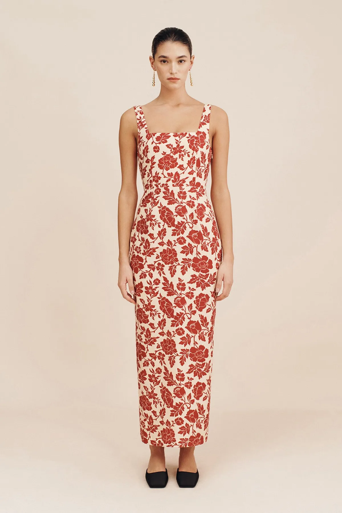 SKYLA COLUMN DRESS - SCARLET BLOOM | POSSE Shop