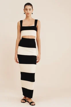 THEO SKIRT - BLACK STRIPE | POSSE Cheap