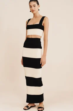 THEO SKIRT - BLACK STRIPE | POSSE Cheap