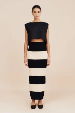 THEO SKIRT - BLACK STRIPE | POSSE Cheap