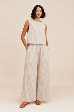 VIVIAN PANT - BEIGE STRIPE | POSSE Cheap