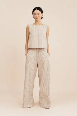 VIVIAN PANT - BEIGE STRIPE | POSSE Cheap